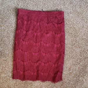 Forever 21 maroon lace pencil skirt